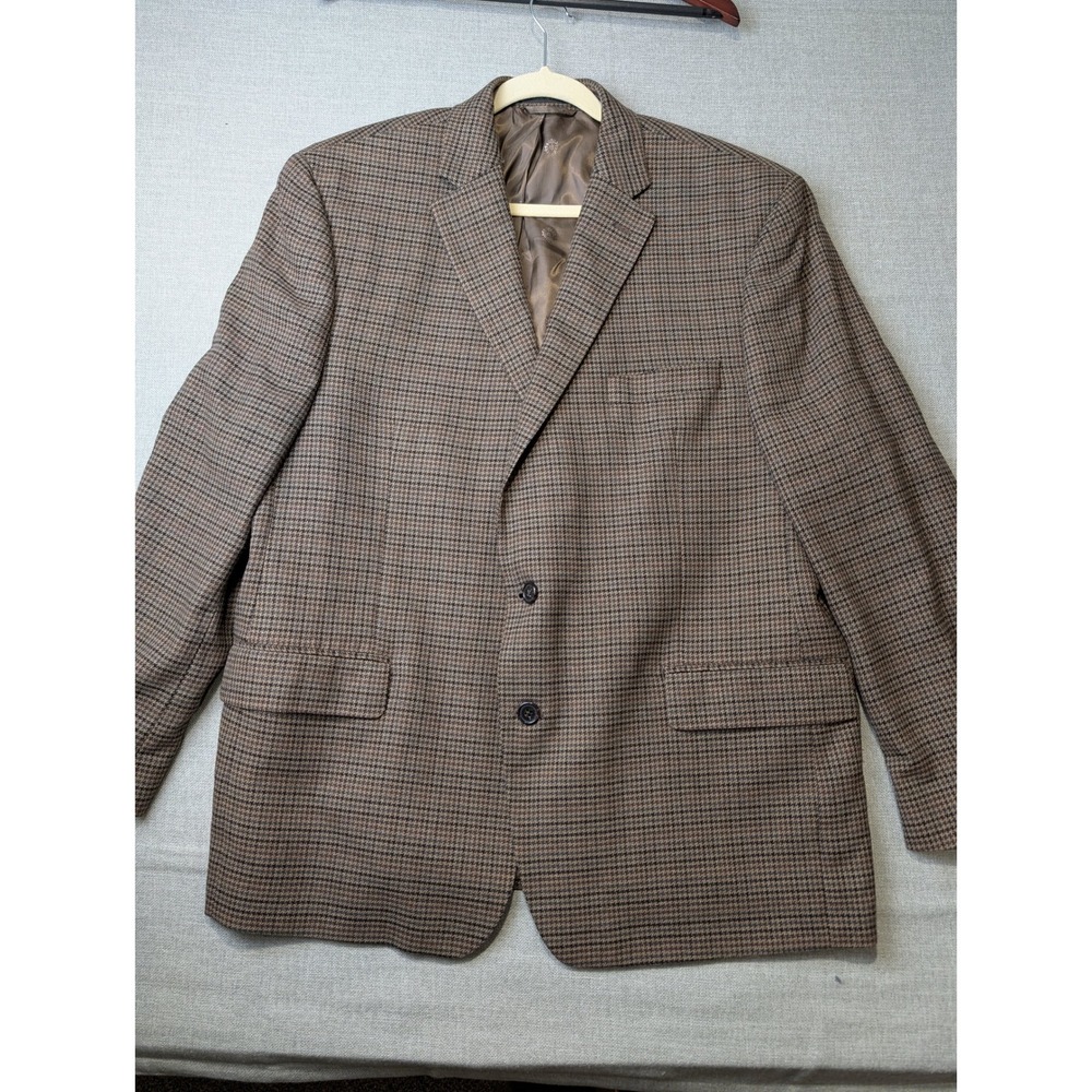 Lauren Ralph Lauren Mens Brown‎ Houndstooth Blazer Sport Coat Two Button Jacket